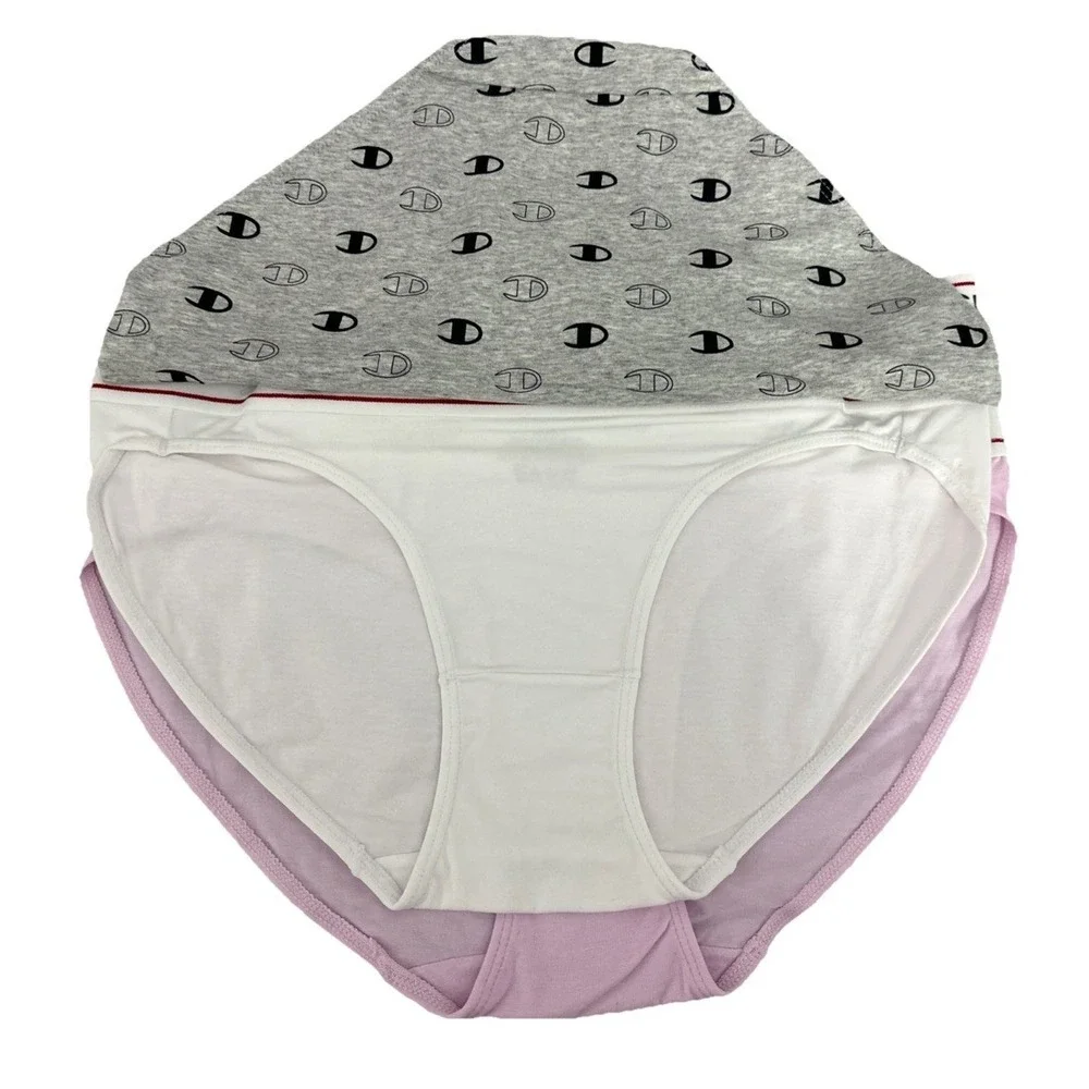 Champion Women's Authentic Athleticwear Bikini Underwear Gray/white/Pink Size L